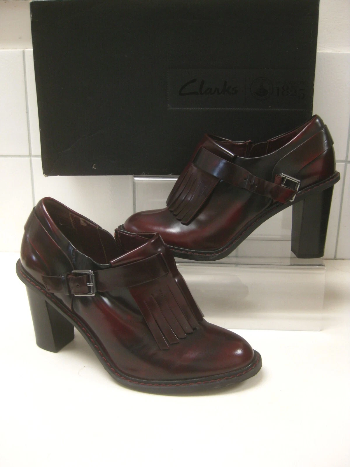 SCARPE CLARKS NARRATIVE BROGUES PELLE SANGUE DI BUE 6 alte BLUES MELODY derby oxford