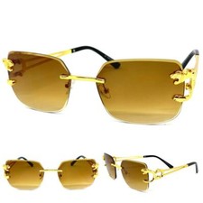 Mens CLASSY Elegant Sophisticated Modern Retro SUN GLASSES Gold Frame Honey Lens