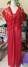 Vintage Diane Von Furstenburg Red Nightgown With Red Lace Top See Picture 10