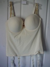 Braut Corsage Korsett Spitze DACAPO Barbarella creme ecru gold 75C Strapsbänder