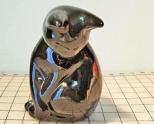 Vintage 1989 Artmark Ceramic Black Cat Figurine 7" Tall Green Eyes