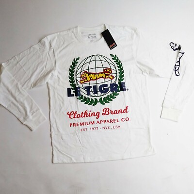 Le Tigre Mens 100% Authentic LS TShirt Mens Size large Nice New white logo