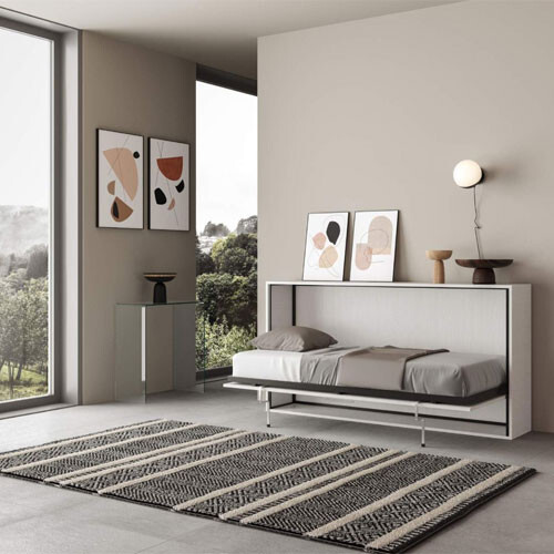 Letto singolo a scomparsa bianco frassino Letti estraibili con rete e materasso