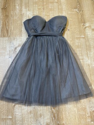 Jenny Yoo Womens Cocktail Bridesmaid Dress Gray Strapless Gauzy sweetheart  sz. 8 | eBay