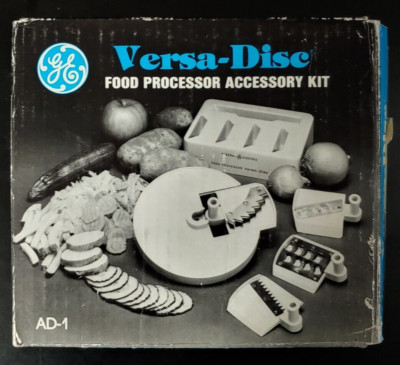 Vintage GE Versa-Disc Food Processor COMPLETE Accessory Kit AD-1  with Box