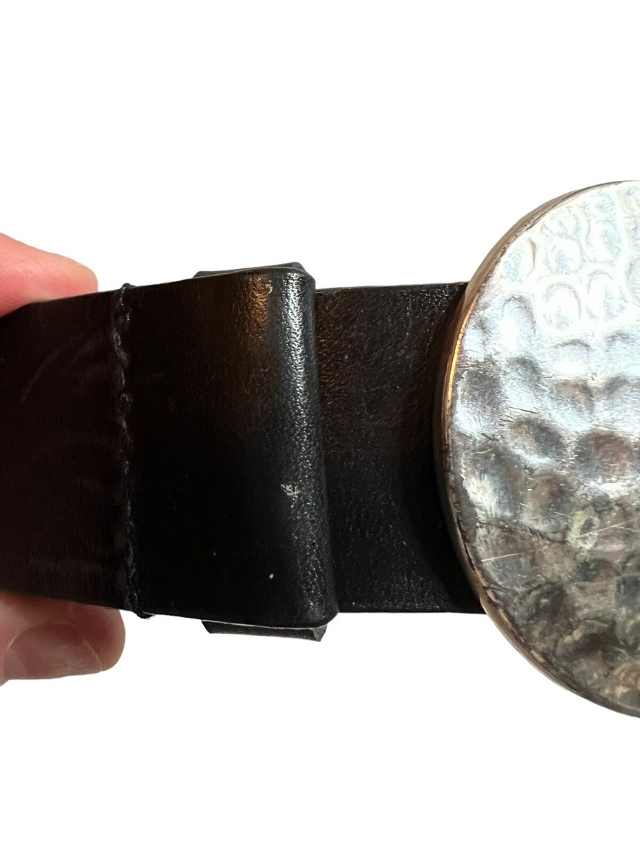 CHICO\'S Large Oversized Buckle Two-Tone Adjustable Black Leather Belt M/L Vintage Chicos Belt - Etsy main image 3