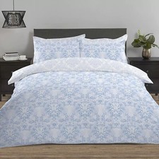 NightComfort Percale Damask Pattern Polycotton Duvet Cover Set with Pillowcases