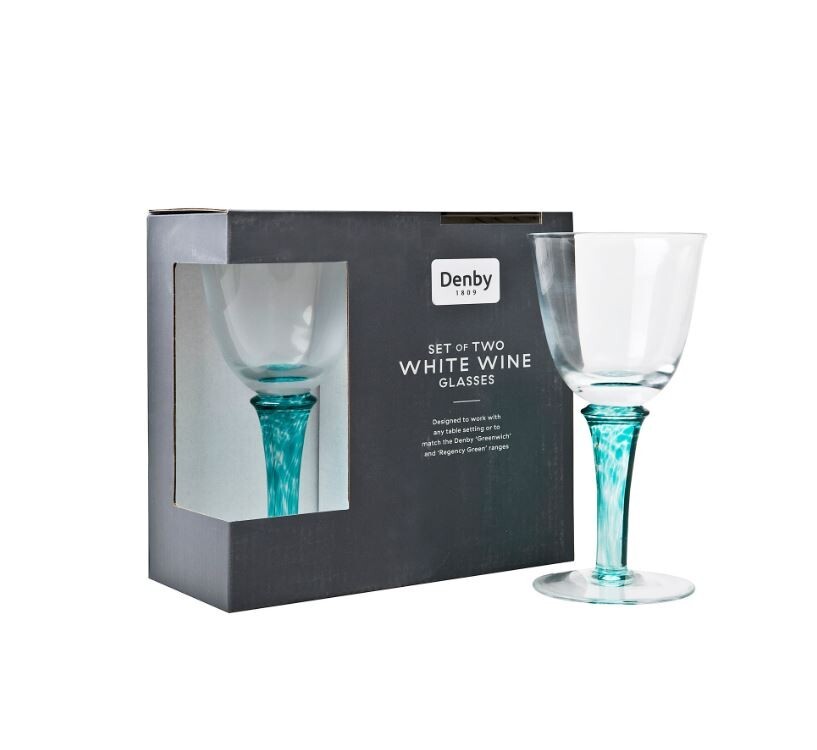 Denby Greenwich White Wine Glasses Set of 2 eBay