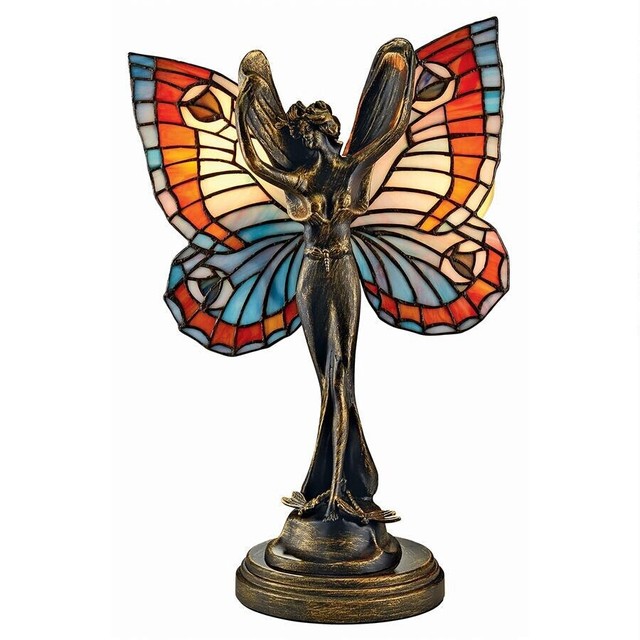 Tiffany Stained Glass Style BUTTERFLY WING FAIRY DRAGONFLY SCULPTURE