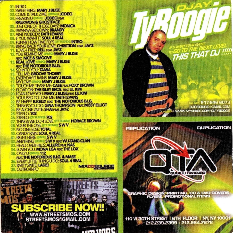DJ TY BOOGIE- TAKE ME ON A RIDE THROWBACK R&B AND BLENDS - NYC MIXTAPE MIX CD - Image 2 of 2