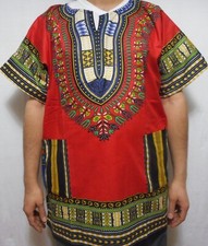 Dashiki Mens Womens African shirt Blouse maxican Top boho Red yellow 1X