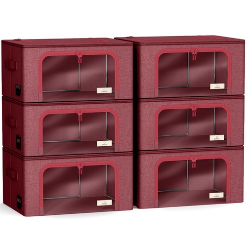 Sorbus Storage Bins with Metal Frame, Window, and Handles, 6 Pc Organizer Bins - Picture 42 of 42