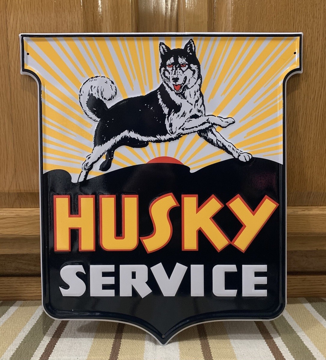 Husky Service Gasoline Sign Dog Garage Oil Bar Pub Vintage Style
