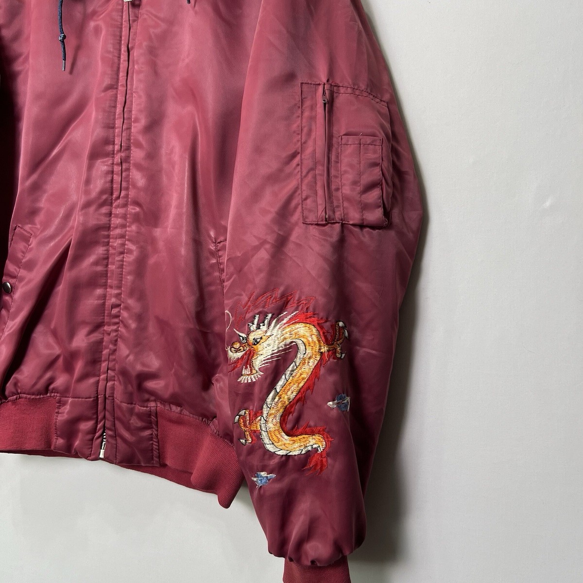 Vintage 80's Korea War Tour Souvenir Jacket Satin Bomber Dragon