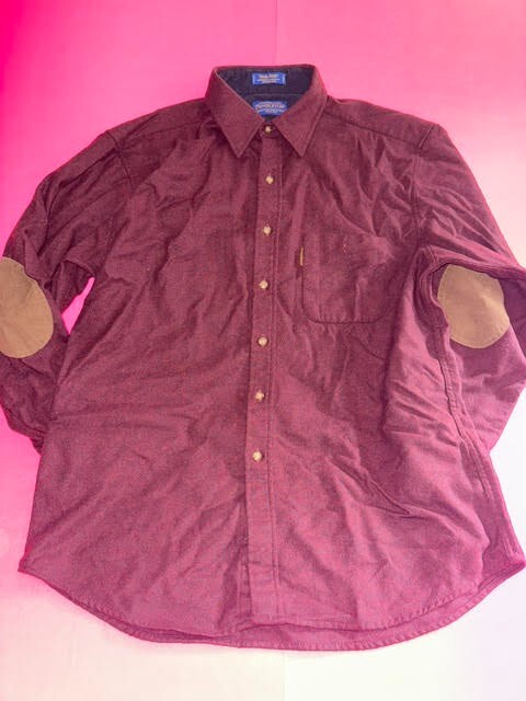 Pendleton Trail Shirt Maroon Button Up Virgin Woo… - image 1