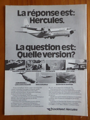 9/1983 PUB LOCKHEED C-130 HERCULES TANKER FREIGHTER SAR FIRE FIGHTER FRENCH AD