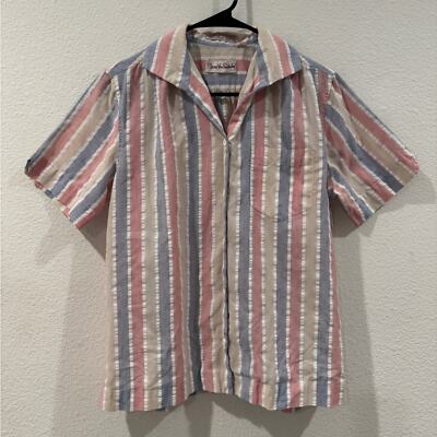 Vintage Diane Von Furstenberg Striped Retro ButtonFront Collared Shirt Size 10