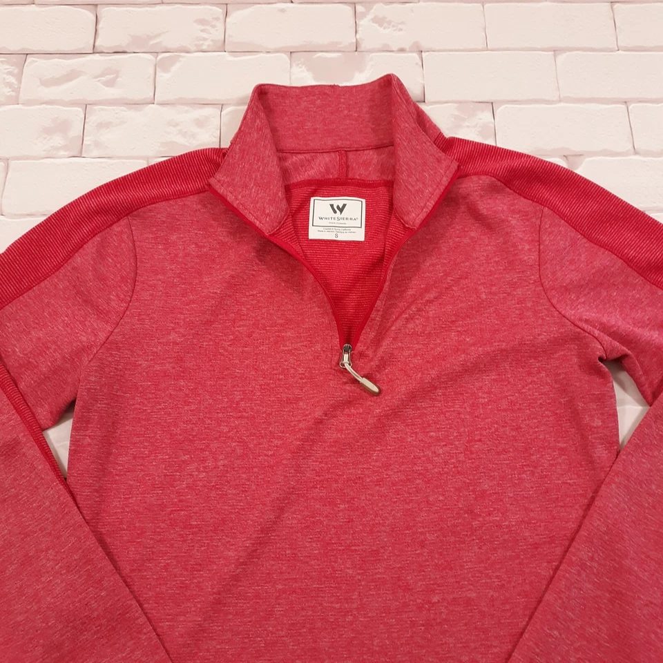 Sudadera Sierra Blanca Mujer Pequeña Senderismo Exterior Pullover 1/4 Cremallera Roja Foto 2 de 4