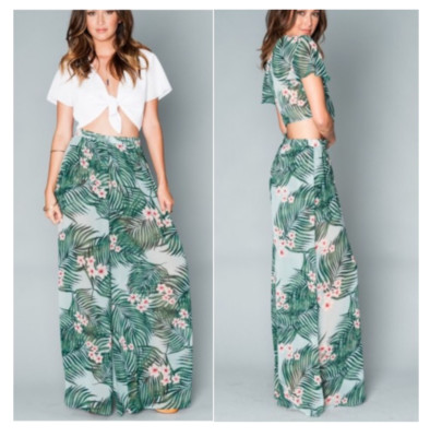 SHOW ME YOUR MUMU wide leg Best pants sz XS Hanalei Dream palm print