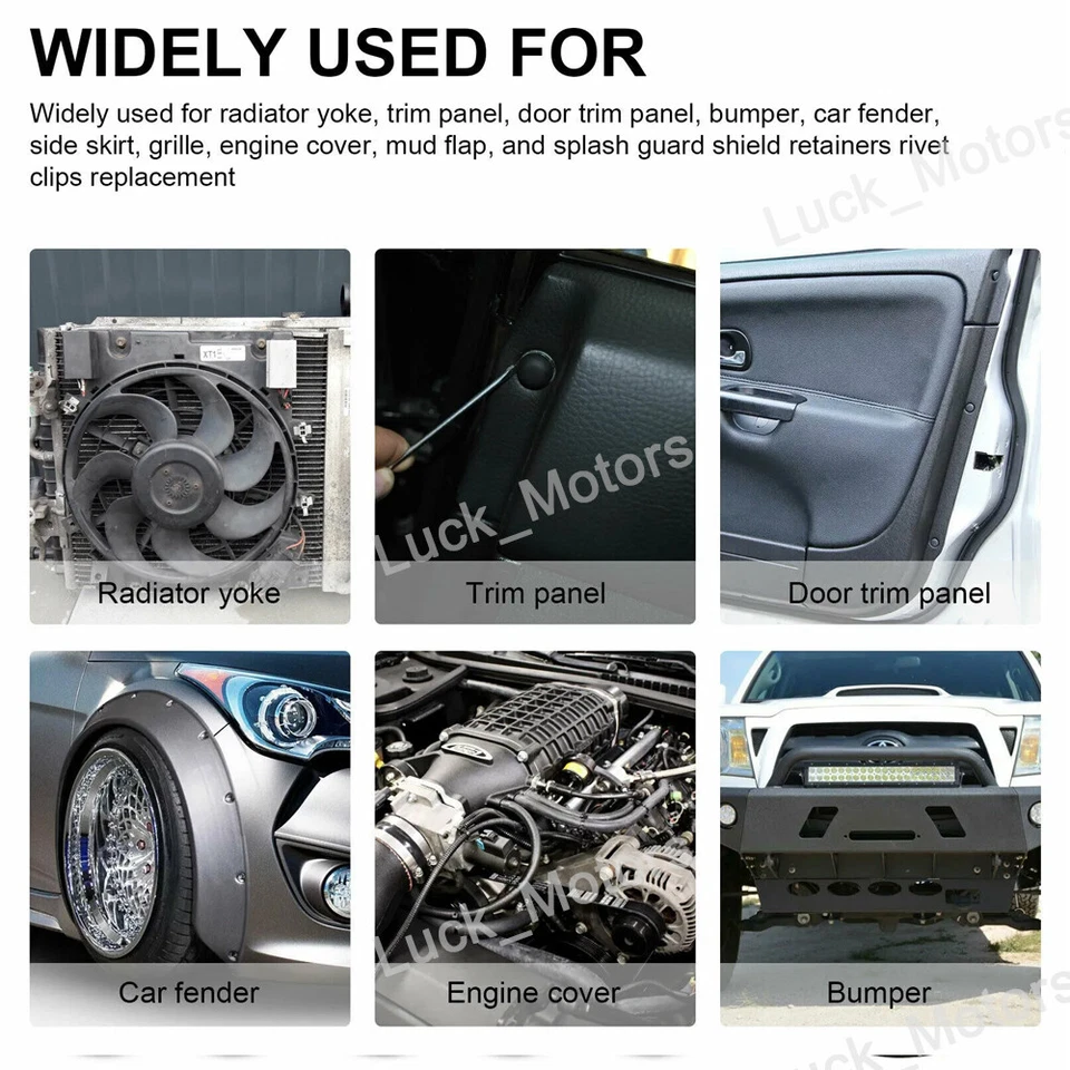 500 PIEZAS Sujetadores de retención de automóvil Clips de parachoques Clip de ajuste de empuje automático Pin Kit de remaches Foto 4 de 4