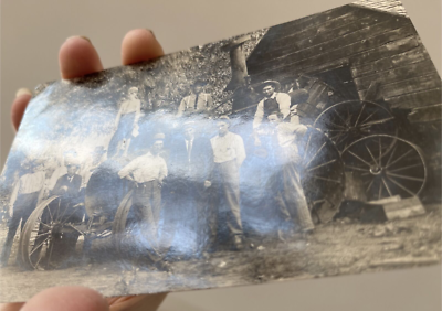 Antique RPPC Men Boys Steam Tractor Machine Vehicle Real Photo