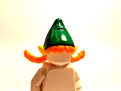 LEGO Minifigure ELF Hat Green Yellow Ears Orange Hair Braids Elves Holiday