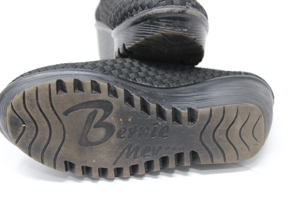 Zapatos de tacón BERNIE MEV Queen Peep Toe tejidos con cuña Mary Janes - negros 37 / 6,5 7 Foto 3 de 4