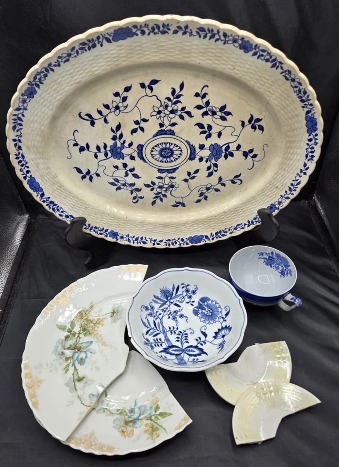 Mosaic Broken Antique China Scraps Irregular Assorted Crafts 5+lbs Mintons Spode - Image 2 of 4