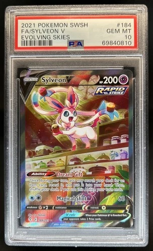 2021 Pokemon SWSH Evolving Skies Sylveon V #184/203 PSA 10 GEM MINT