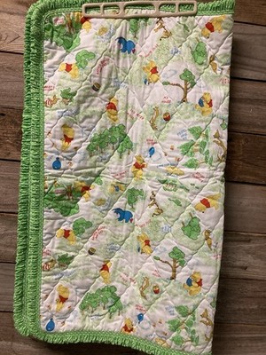 VTG 1985 Sears Winnie The Pooh Hundred Acre Woods Quilted Baby Crib Blanket EUC
