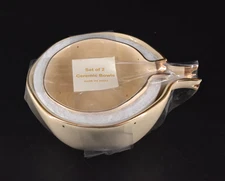 NEW Ceramic Nesting Bowls Set of 2 Pomegranate Ivory w/Gold Accents 9" & 6"