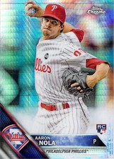 2016 Topps Chrome Prism Refractor #114 Aaron Nola ROOKIE CARD Philadelp ID:49345. rookie card picture