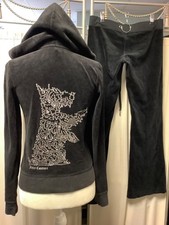Juicy Couture Velour Straight Leg Low Rise Pants 30 x 29 Zip Up Hoodie 2P