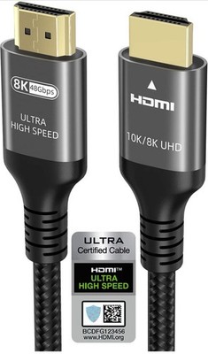 10K 8K 4K HDMI Cable 48Gbps 15 FT, Certified Ultra High Speed HDMI  Cable 4K...
