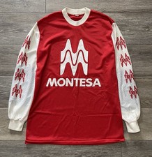 Rare Vtg 70s 80  s Montesa Motocross Racing Red White LS Mesh Jersey 40  Chest
