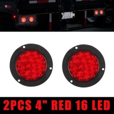 2PCS Red 16 LED 4" Round Truck Trailer Tail Stop Turn Brake Lights Waterproof
