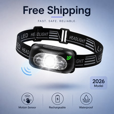 LED Headlamp USB Rechargeable Flashlight Waterproof Head Lamp Torch Camping USA