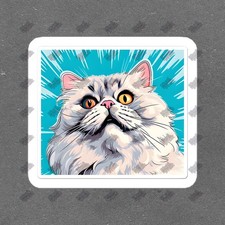 Adorable Persian Cat Vinyl Sticker Cute Cat Decal for Laptops, Water 306079
