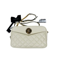Versace Medusa Quilted Lambskin Medium Crossbody Camera Bag White Ivory NWT