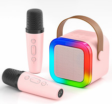 Mini Karaoke Machine for Kids,Portable Bluetooth Speaker with 2 Wireless Microph