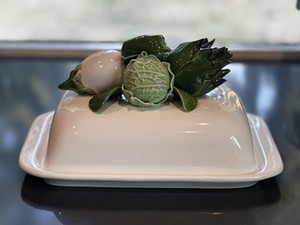Vintage Two Piece Ceramic Dish With Vegetables Made In Italy