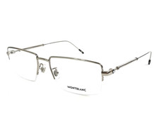 Montblanc Eyeglasses Frames MB0113O 001 Silver Rectangle Half Rim 58-18-150