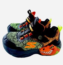 Skechers Skech O Saurus Dino Lights Sneaker Black Orange Lime Kids US 10.5