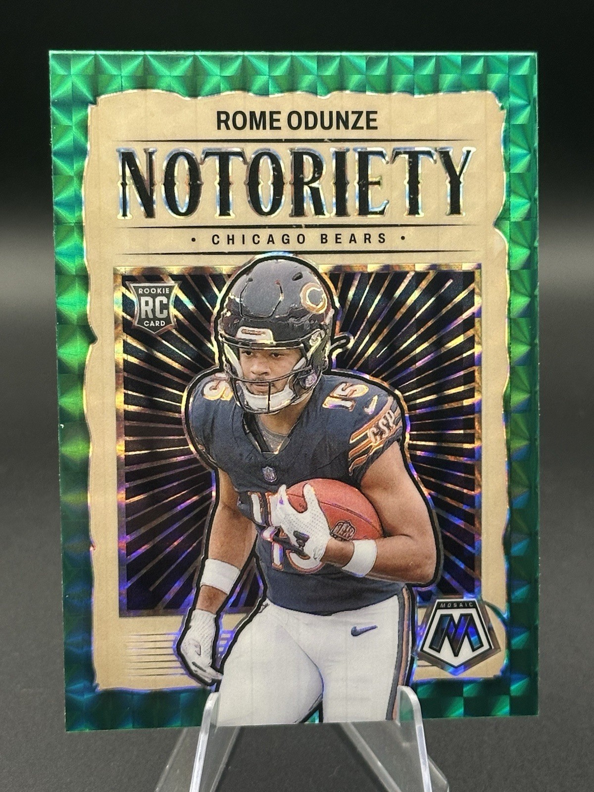 2024 Panini Mosaic - Notoriety Rome Odunze #24 Green Mosaic Prizm (RC)