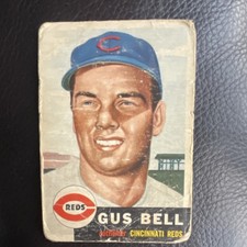 Topps 1953 Gus Bell #118 Cincinnati Reds MLB Baseball Card Bio Information Black