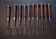 Christmas Gift Hand Forged Damascus Steel Chisel Set Japanese Rosewood 10-Piece