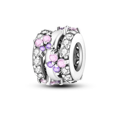 MULA Original Pink CZ Butterfly DIY Charm Fit Women Bracelet 925 Sterling Silver