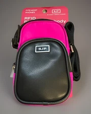 Sarah Jessica Parker Crossbody Phone Bag Candy Pink/Black 28” Strap