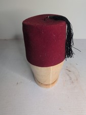 1960's Vintage Red FEZ Embroidered Ottoman Hat With Tassle