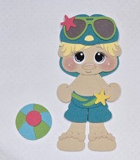 Beach Treasure Boy Blonde Hair. Scrapbook, Card Making Paper Piecing
